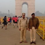 SHO Sushil Daila on Sunday morning in service of Airtel half marathon with Addl DCP New Delhi