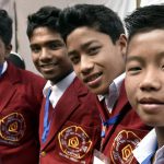 A group of National Bravery awardees pose for the camera