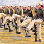 A woman contingent of the Punjab Police during a rehearsal for the Republic Day Parade at the Guru Nanak Stadium in Amritsar