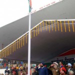 Cabinet Minister Bikram Singh Majithia takes salute at Republic Day parade at Guru Nanak Stadium in Amritsar