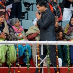 DC Rajat Agarwal greets family members of freedom fighters during the Republic Day celebrations