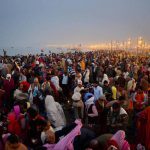 Devotees gather at Sangam to take the holy dip on the occasion of Makar Sankranti during the Magh Mela festival, in Allahabad