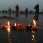 Hindu devotees take a holy dip and perform rituals at Gangasagar Island around 150 km south of Kolkata on January 15, 2016