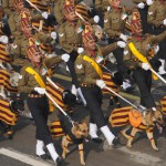 Indian Army's dog squad marches down Rajpath after 26 years during the full dress rehearsal of the Republic Day parade in New Delhi on January 23, 2016