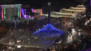 People gather in large numbers to celebrate the New Year’s eve at Hiranandani Powai in Mumbai