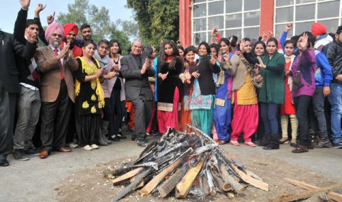 School Students perform a cultural programme to celebrate the Lohri festival in Jalandhar