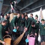 Students of DPS school wash statue of Subhash Chandra Bose to mark the Republic Day in Amritsar
