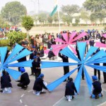 Students of Sri Guru Harkrishan school perform dance during the R Day celebrations at the Majitha road bypass