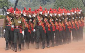 The Indian Army demonstrates the new change of Guard ceremony at Rashtrapati Bhavan in New Delhi on December 17, 2016. Rashtrapati Bhawan will allow 200 visitors every Saturday to witness the ceremony.