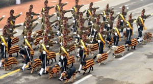 The marching contingent of Indian Army's dog squad during the 67th Republic Day parade at Rajpath in New Delhi