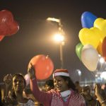 Women in a cheerful mood at JUHU chowpatty in Mumbai on the New Year’s Eve