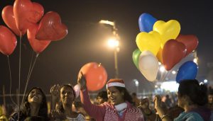 Women in a cheerful mood at JUHU chowpatty in Mumbai on the New Year’s Eve