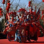 A Chinese dancer dressed in traditional costume performs a cultural dance on stage during a temple fair for a Lunar New Year celebration in Beijing February 8, 2016. Millions of Chinese began celebrating the Lunar New Year, which marks the Year of the Monkey on the Chinese zodiac.