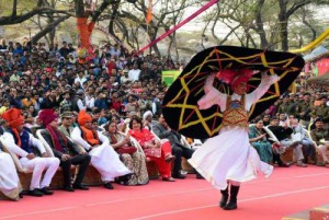 An Egyptian folk artiste performs at the Surajkund International Crafts Mela in Faridabad