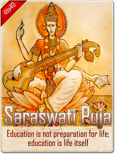 Education is Life - Happy Saraswati Puja Greeting