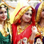 Girls in traditional Punjabi attire during Rose Festival organised by UT administration in Chandigarh