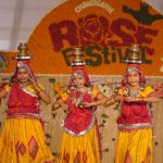 Girls performing dance during Rose Festival at Zakir Hussain Rose Garden in Chandigarh