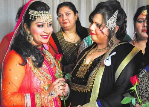 Members of the Aastha Ladies Club celebrate Valentine's Day in Ludhiana