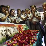 Students pay tribute to the freedom fighter shaheed Bhagat Singh, Rajguru, and Sukhdev at Euro International School , Sector-45, in Gurgaon