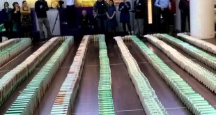 Most cereal boxes toppled in a domino fashion: Kellogg's UK team breaks Guinness World Records record