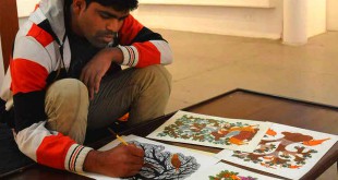 Tribal paintings by Aadi Chitra at Government Museum and Art Gallery, Chandigarh