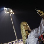 A participant takes a selfie at the World Culture Festival on the banks of a river in New Delhi on March 11, 2016