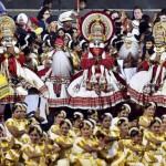 Artistes from Kerala perform on the inaugural day of the World Culture Festival on the banks of the Yamuna in New Delhi on March 12, 2016