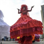 Dancers perform during the inaugural parade of the 15th Ibero American Theatre Festival in Bogota Colombia on March 12, 2016