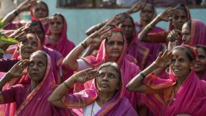 Dressed in bright pink saris, the grannies all sit together in a single classroom and learn to write, read and multiply, all in Marathi. On International Women’s Day 2017, the women will mark their one-year anniversary with celebrations