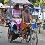 ‘Pulling along’ in a man’s world: Ranju Devi, mother of three, holds her own in a profession almost completely dominated by men. Ranju became a cycle rickshaw puller in order to supplement her family income