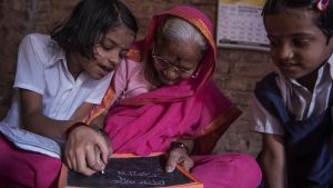 Sitabai Deshmukh, 90, is the oldest student at Aajibaichi Shala in Thane district of Maharashtra. Deprived of education as children, the women, most of whom are widows and aged between 60 and 90, are fulfilling a life-long dream to become literate through this unique initiative near Mumbai