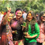 Youngsters enjoy Holi by smearing colours on each other s face in Jalandhar