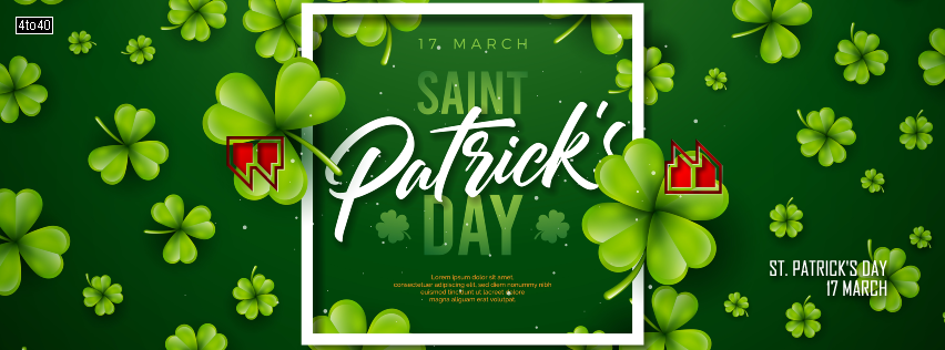 Saint Patrick's Day design with clover leaf green background