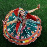 A performer in traditional attire rehearse for Garba, a folk dance, ahead of Navratri, a festival of nine days when devotees worship Hindu goddess Durga, in Ahmedabad, India, on September 23, 2016.