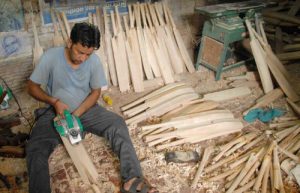 A worker at a sports unit in Jalandhar