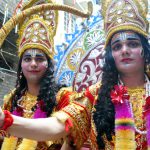 Artistes dress up as Hindu gods Rama and Lakshman at a procession to mark Ram Navami in Amritsar on April 4, 2017