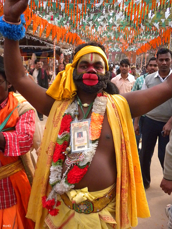 A participant dressed as lord Hauman during Surajkund Mela