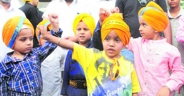 Child activists Young children take part in an awareness rally on Baisakhi organised by Akaal Purakh Ki Fauj in Amritsar