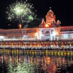Fireworks light up the night over the illuminated Golden Temple in Amritsar