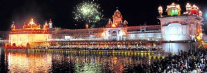 Fireworks light up the night over the illuminated Golden Temple in Amritsar