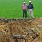IOCL officials near the repaired Panipat Ambala pipeline near Karnals Begumpur village