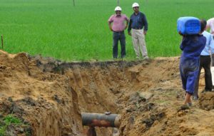 IOCL officials near the repaired Panipat Ambala pipeline near Karnals Begumpur village