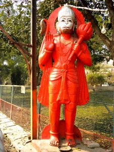 Lord Hanuman statue at roadside in Govardhan