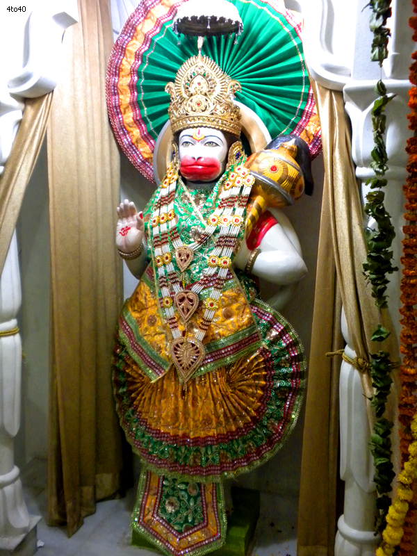 Lord Hanuman marble statue in Ram Mandir, Sector 11, Rohini, New Delhi
