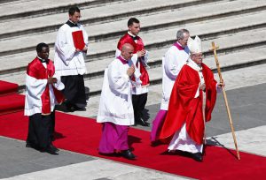 Pope Francis leads the Palm Sunday Mass in Saint Peter's Square at the Vatican