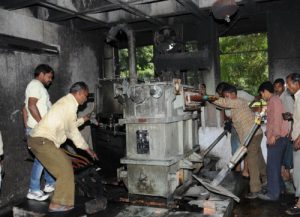 Repair work of the transformer in progress at the MC building in Sector-17 Chandigarh
