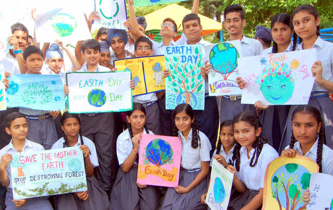 To celebrate World Earth Day students of Ashmah International School, Sector 70, Mohali