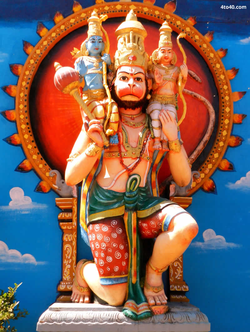Veer Hanuman carrying Lord Rama & Laxman on his shoulders