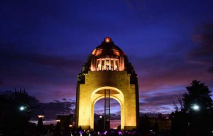 View of the Monumento a la Revolucion with the lights off during the Earth Hour in Mexico City on March 19, 2016