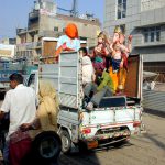 A jagran party carrying Hindu Gods near Nangloi mode, New delhi
